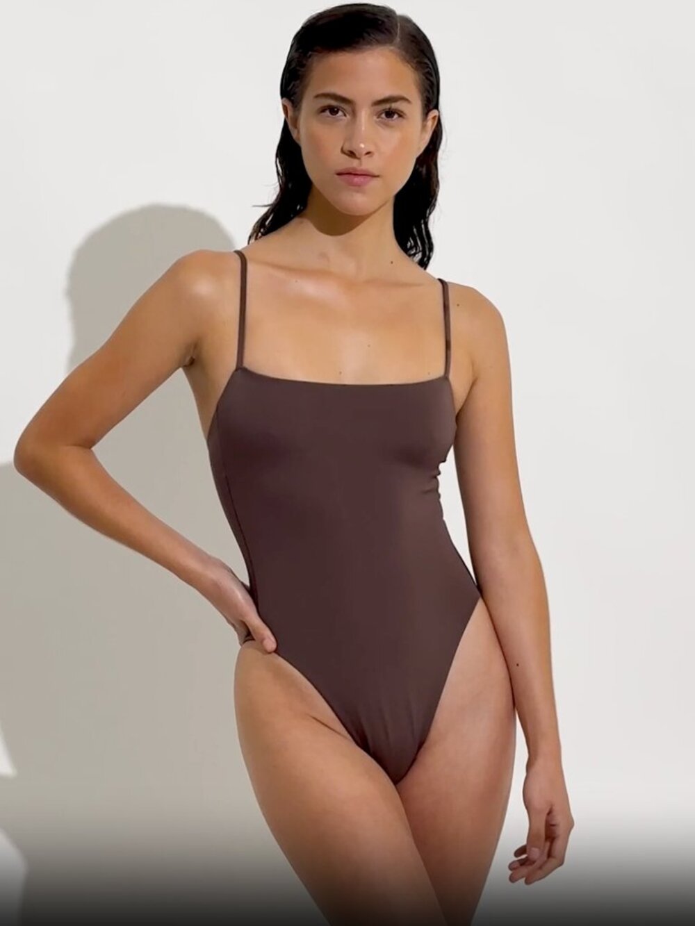 Left on Friday Retreat One-Piece Suit in Cold Brew (Brown)